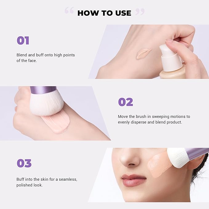 Jessup Professional Foundation Brush for Liquid, Cream and Powder, Large Dense Face Makeup Brush for Natural Flawless Finish, Luxury Purple AS004-Velvo Beauty
