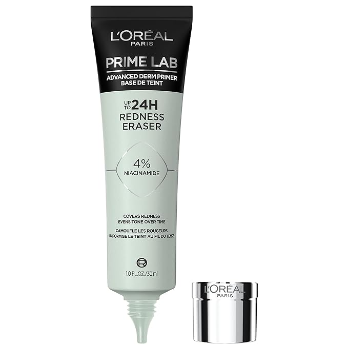 L'Oreal Paris Prime Lab Up to 24H Redness Eraser Face Primer Infused with Niacinamide to Reduce Face Redness and Extend Makeup Wear, 1.01 Fl Oz-Velvo Beauty