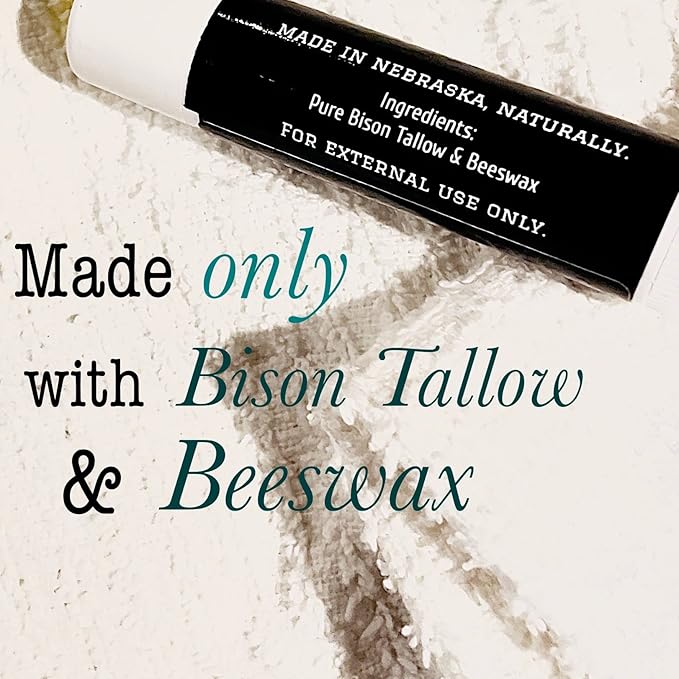 Pure Bison Tallow Lip Balm, Unscented, (5 pack) - Moisturizing, Non-Habit Forming, Soothes Chapped Lips-Velvo Beauty