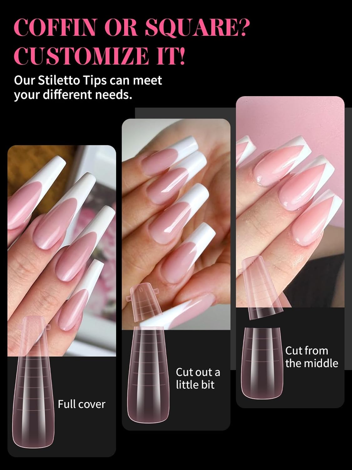 EBANKU Dual Nail Forms for Poly Extension Gel, 96 PCS Pink Nail Molds Reusable Nail Extension Forms for Builder Gel Manicure Design Salon DIY-12 Sizes-Velvo Beauty