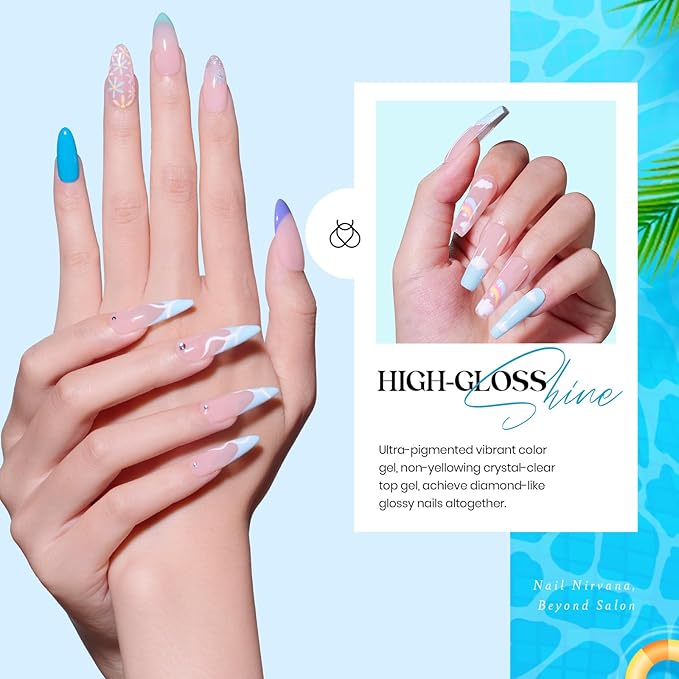 Beetles Summer Gel Nail Polish Set, 20 Colors Pastel Neon Pink Yellow Green Blue White Glitter Gel Nail Polish Kit Base Coat Matte Glossy Top Coat Soak off Uv Gift for Women-Velvo Beauty