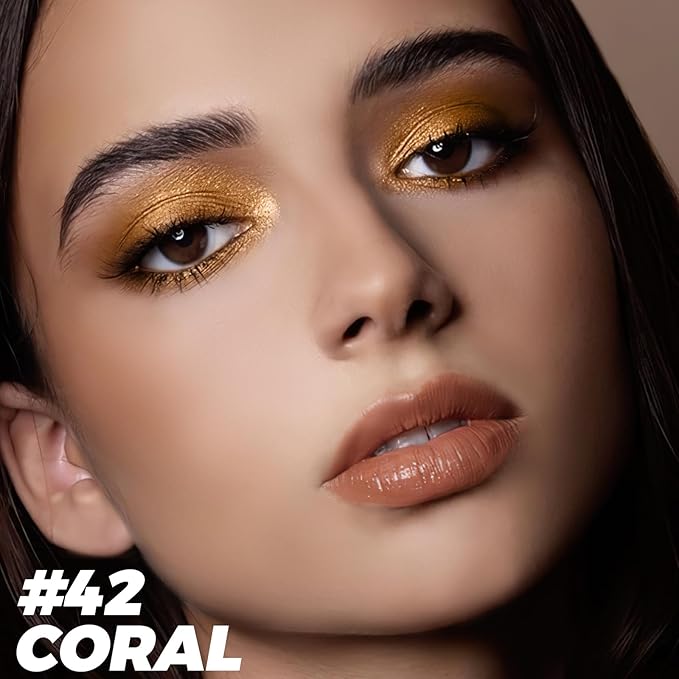 FOCALLURE Shimmer and Matte Cream Eyeshadow Stick,Smooth Brilliant Eye Brightener Pencil for Women,Long Lasting Waterproof Eye Shadow and Liners Makeup,CORAL-Velvo Beauty