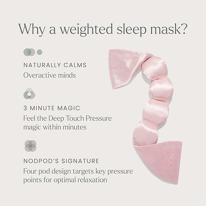 Nodpod Gentle Pressure Silk Sleep Mask | Patented Light Blocking Design for Sleeping, Travel & Relaxation | Bead Filled, Machine Washable (Petal)-Velvo Beauty