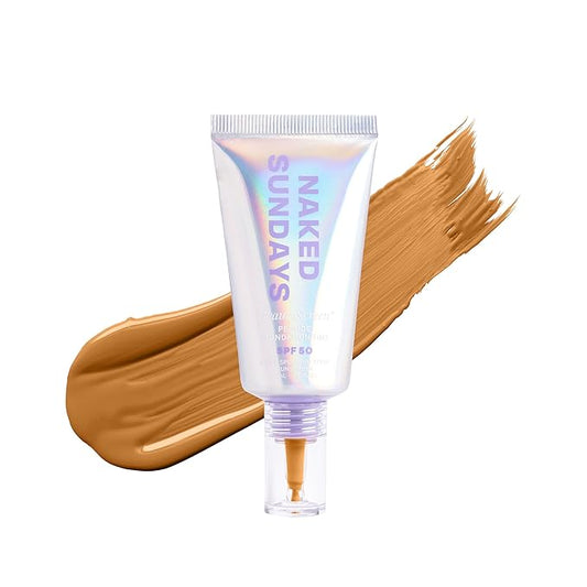 Naked Sundays BeautyScreen™ SPF 50 Mineral Peptide Foundation Tint – 2-in-1 Skin Tint & Mineral Sunscreen | Radiant, Buildable Coverage, Acne-Safe, Infused with Peptides (5 Tan Honey, 1.01 oz)-Velvo Beauty