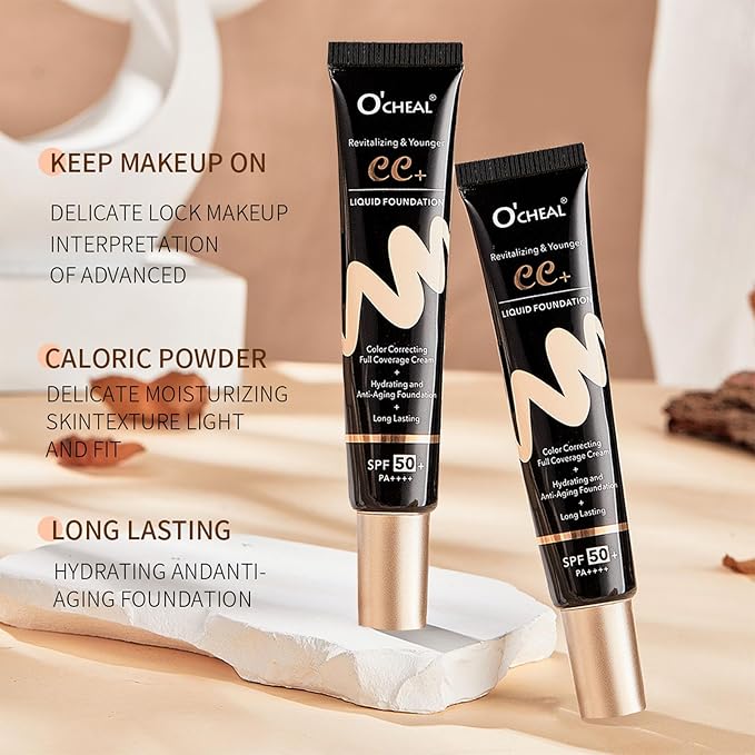 CC Cream Tinted Moisturizer with SPF 50, Color Correcting CC Cream, CC Cream Foundation Full Coverage Correcting Skin Tone, Cover Blemish, Hydrating & Long-Lasting Matte CC Cream (Natural)-Velvo Beauty