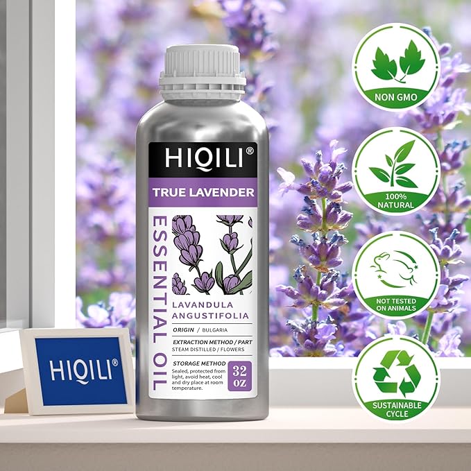HIQILI 32 Fl Oz Lavender Essential Oil Pure, for Aromatherapy Diffuser, Hair, Includes Premium Quality Glass Dropper-32 Ounces-Velvo Beauty