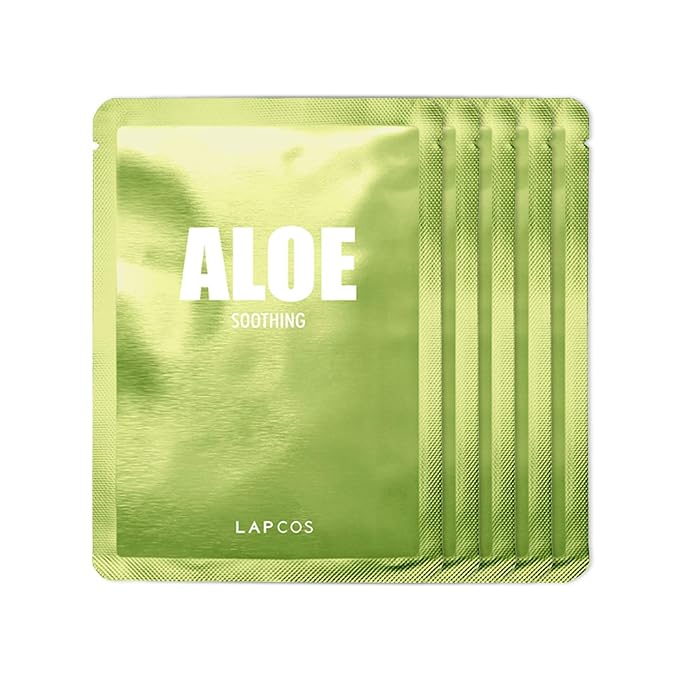 LAPCOS Aloe Sheet Mask, Daily Face Mask with Cucumber and Aloe Gel to Calm and Moisturize Skin, Korean Beauty Favorite, 5-Pack-Velvo Beauty