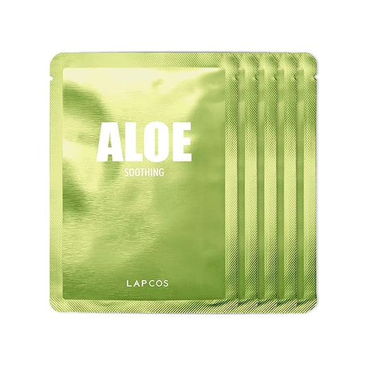 LAPCOS Aloe Sheet Mask, Daily Face Mask with Cucumber and Aloe Gel to Calm and Moisturize Skin, Korean Beauty Favorite, 5-Pack-Velvo Beauty