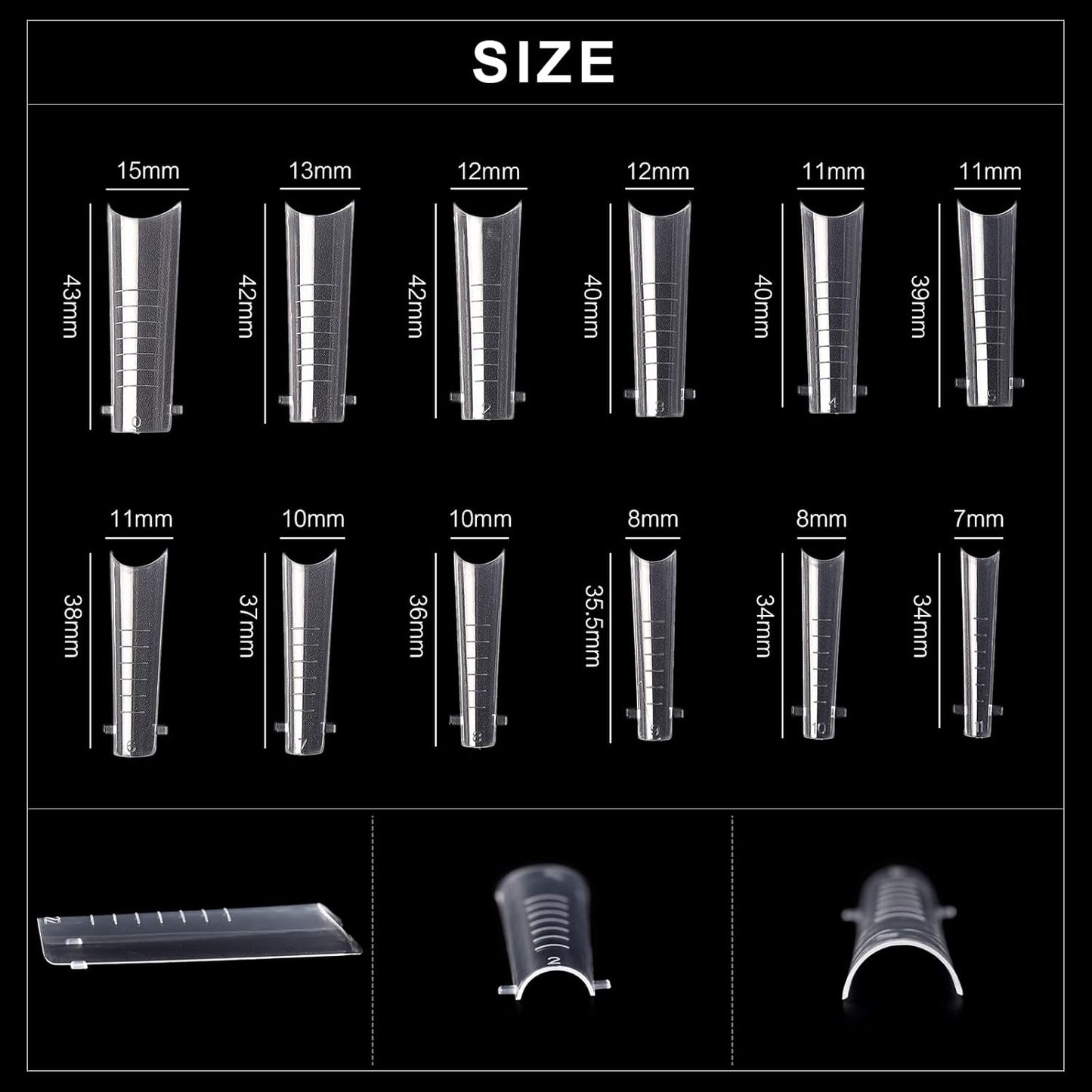KADS 120PCS Clear Full Cover Dual Nail System Form UV Gel Acrylic Nail Art Mold Artificial Nail Tips with Scale for Extension (MODEL 10)-Velvo Beauty