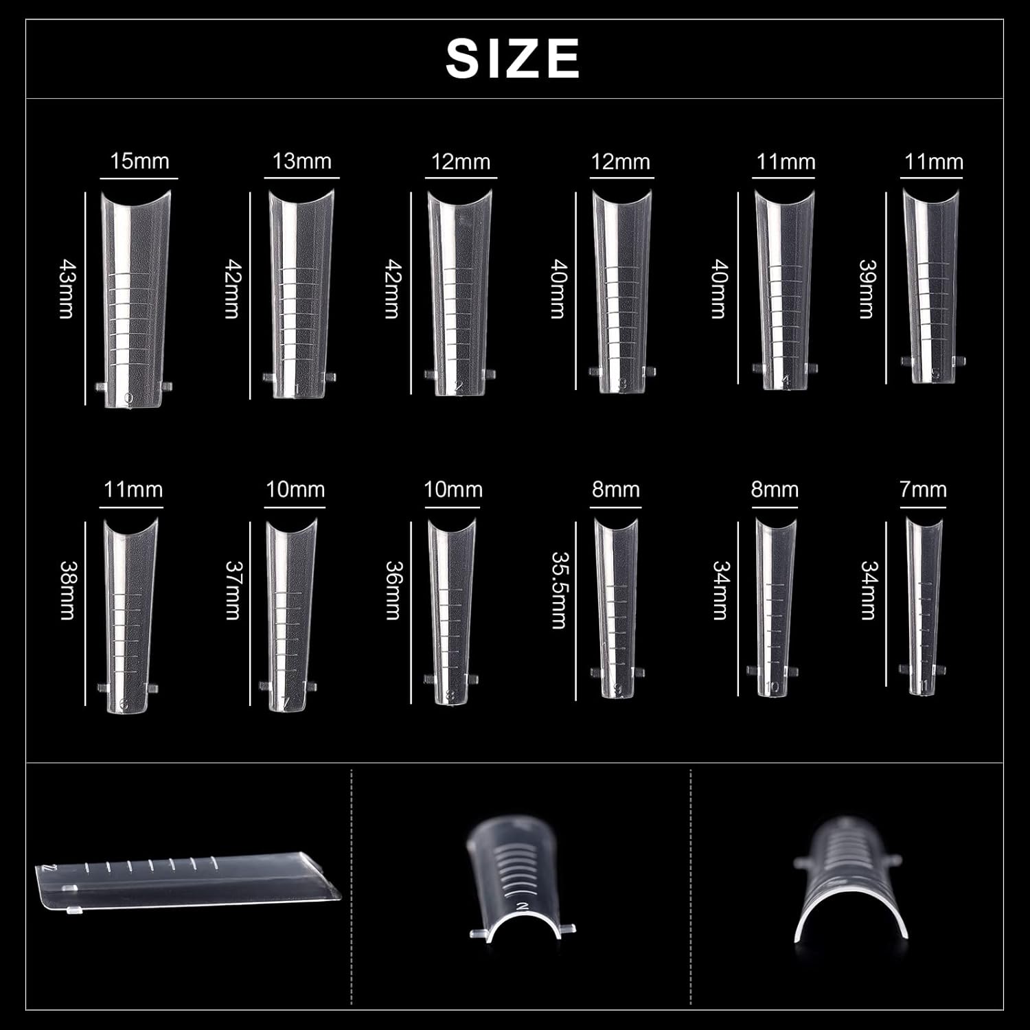 KADS 120PCS Clear Full Cover Dual Nail System Form UV Gel Acrylic Nail Art Mold Artificial Nail Tips with Scale for Extension (MODEL 10)-Velvo Beauty