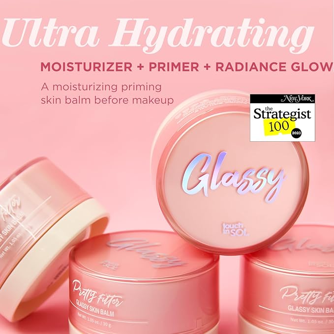 Touch in Sol Pretty Filter Glassy Skin Balm Primer 2 Pack – Skin Smooth Moisturizing Primer before Makeup - Natural Glow Face Cream Moisturizer with Shea Butter and Rose Flower Water, 1.05 oz.-Velvo Beauty