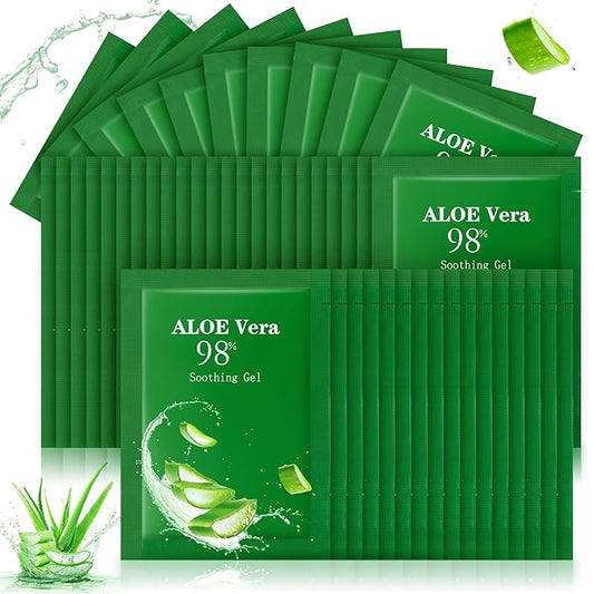 60 Pcs Aloe Vera Gel Bulk Travel Size Soothing Gel 98% Organic Aloe Vera Moisturizer for Skin and Hair Face Moisturizer for Sunburns Relief, Razor Burns, DIY Skincare-Velvo Beauty