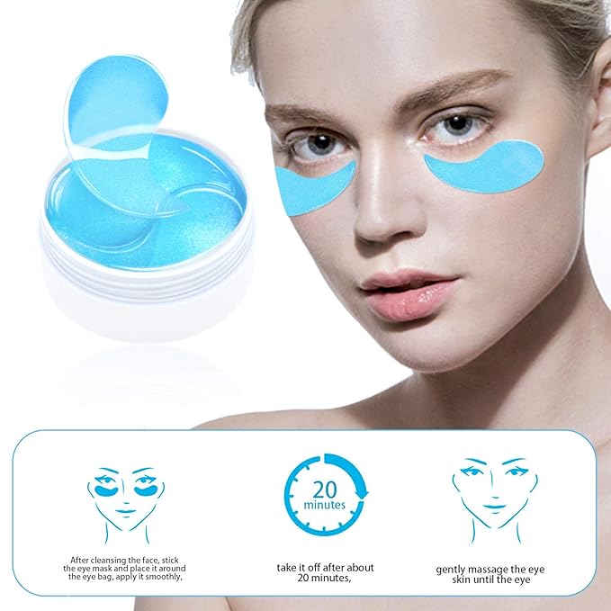 Under Eye Patches, Hyaluronic Acid Eye Mask Moisturizing, 60PCS Eye Gel Pads With Collagen Eye Treatment for Reducing Dark Circles, Wrinkles Anti-Aging, Fine Lines Eye Bags Puffiness Women Men-Velvo Beauty