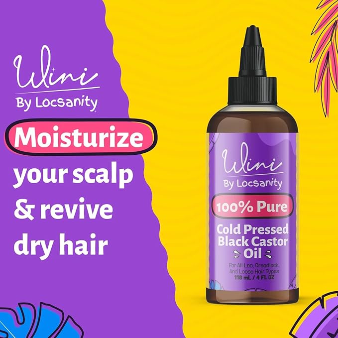 Locsanity Wini Pure 100% Cold Pressed Jamaican Black Castor Oil For Hair and Skin, 4 Fl Oz-Velvo Beauty