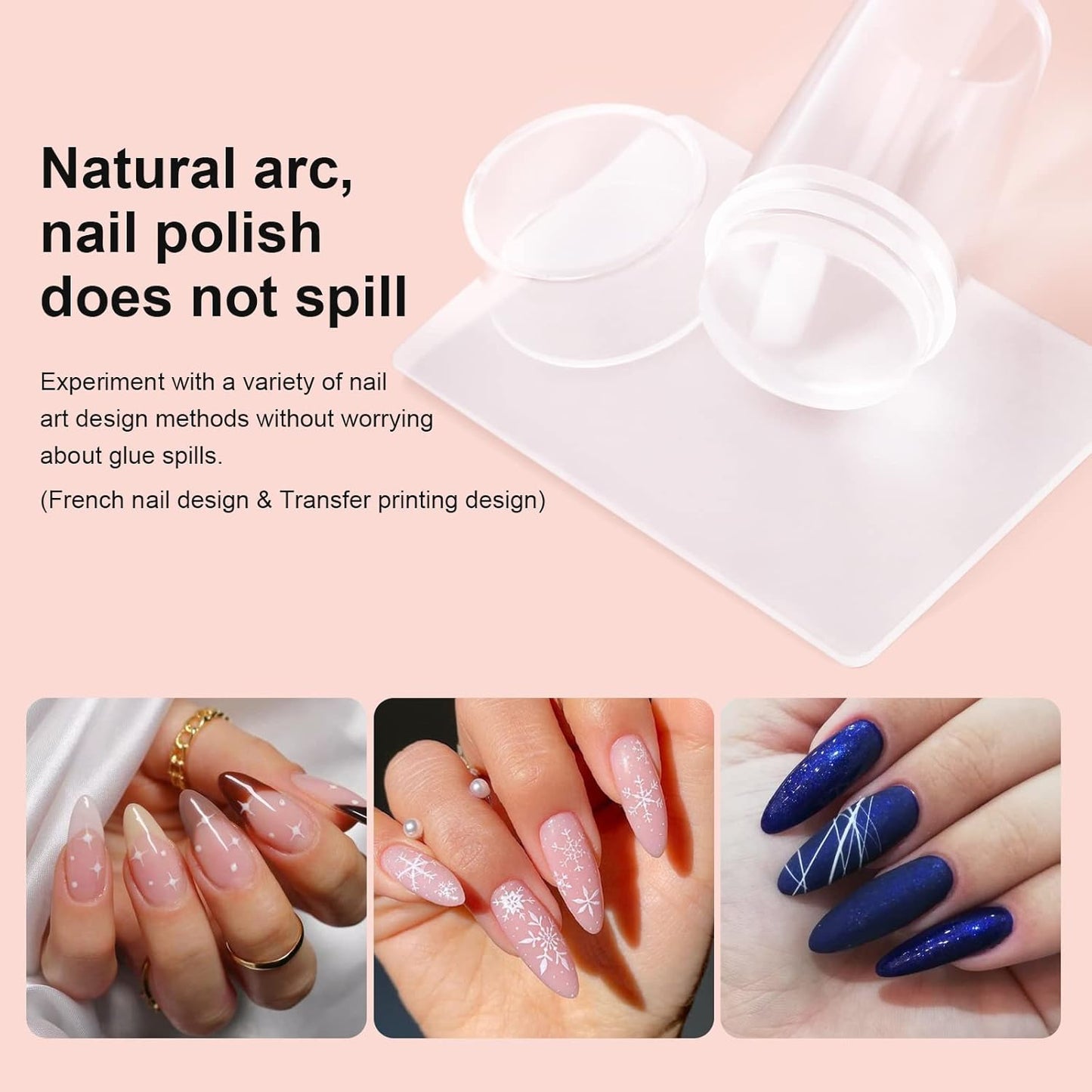 8PCS Nail Art Stamper Clear Silicone Nails Stamping Jelly with Scraper Transparent Visible Body DIY Manicure Nail Art Tool M-Velvo Beauty