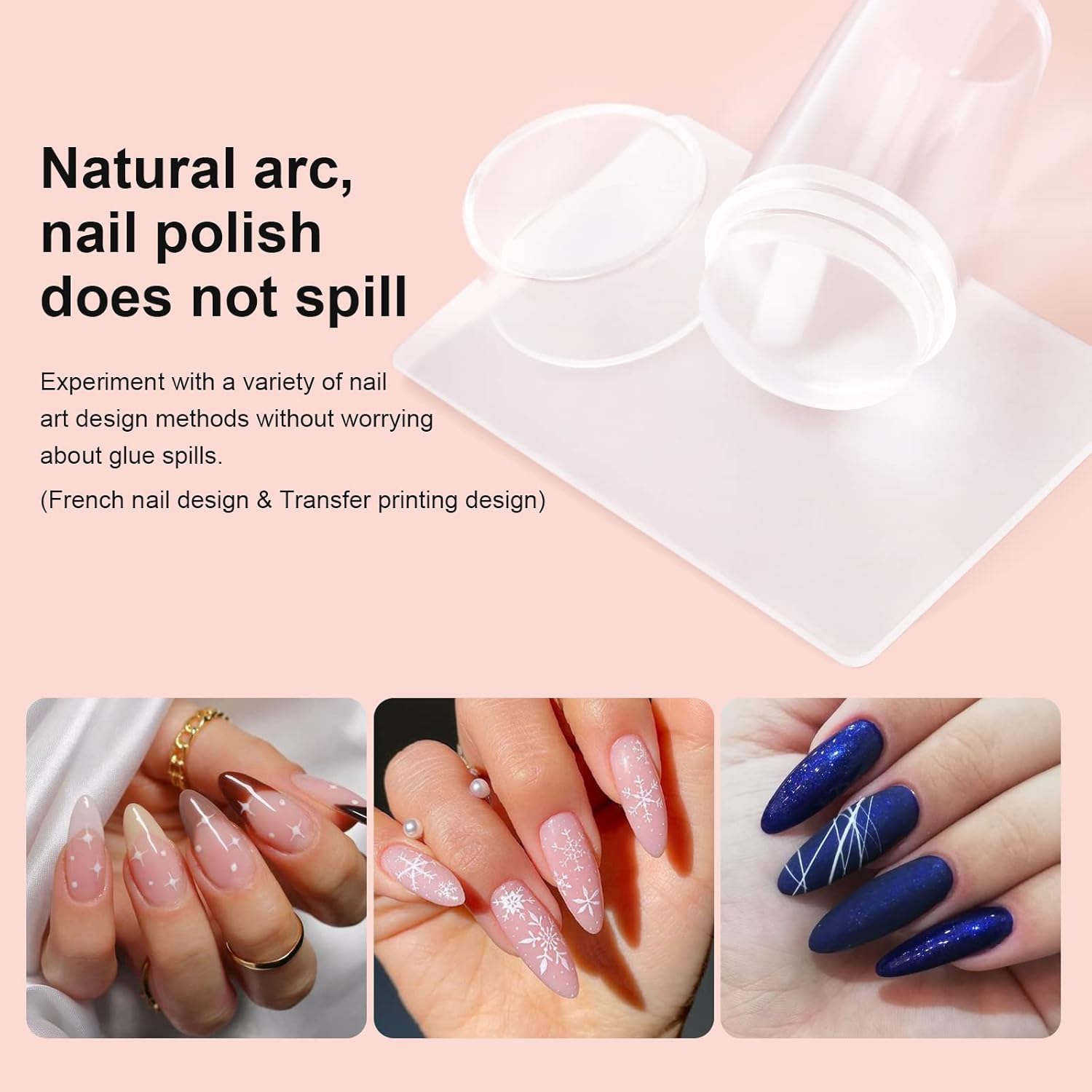 8PCS Nail Art Stamper Clear Silicone Nails Stamping Jelly with Scraper Transparent Visible Body DIY Manicure Nail Art Tool O-Velvo Beauty