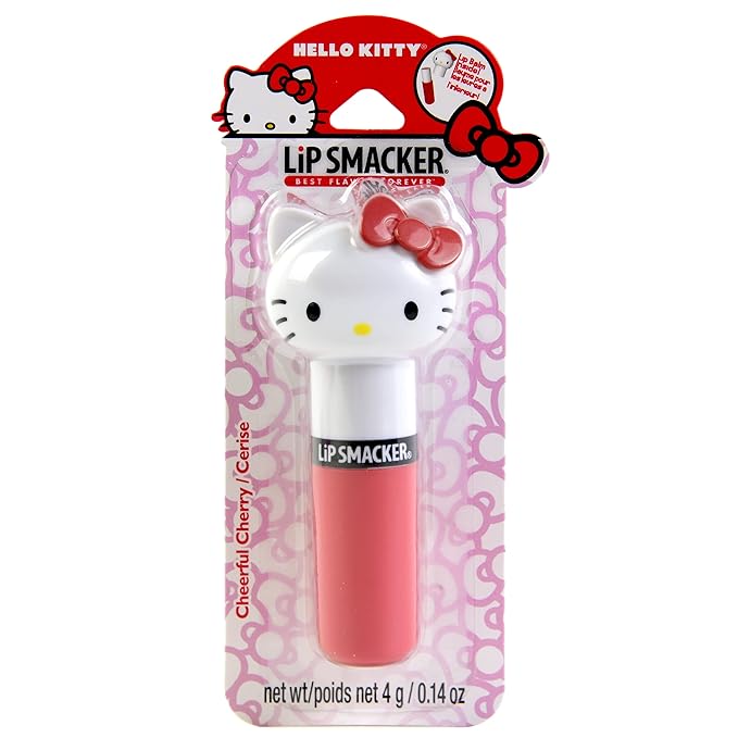 Lip Smacker Lippy Pals Sanrio Hello Kitty, Flavored Moisturizing & Smoothing Soft Shine Lip Balm, Hydrating & Protecting Fun Tasty Flavors, Cruelty-Free & Vegan - Cheerful Cherry-Velvo Beauty