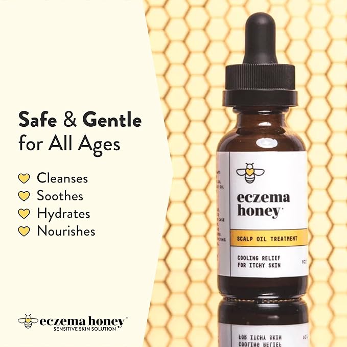 ECZEMA HONEY Soothing Scalp Oil - Natural Honey Hair Oil & Scalp Care - Daily Itchy Scalp Relief Serum - Dry Scalp Treatment Helps With Psoriasis, Seborrheic Dermatitis, Dandruff & More (1 Oz)-Velvo Beauty