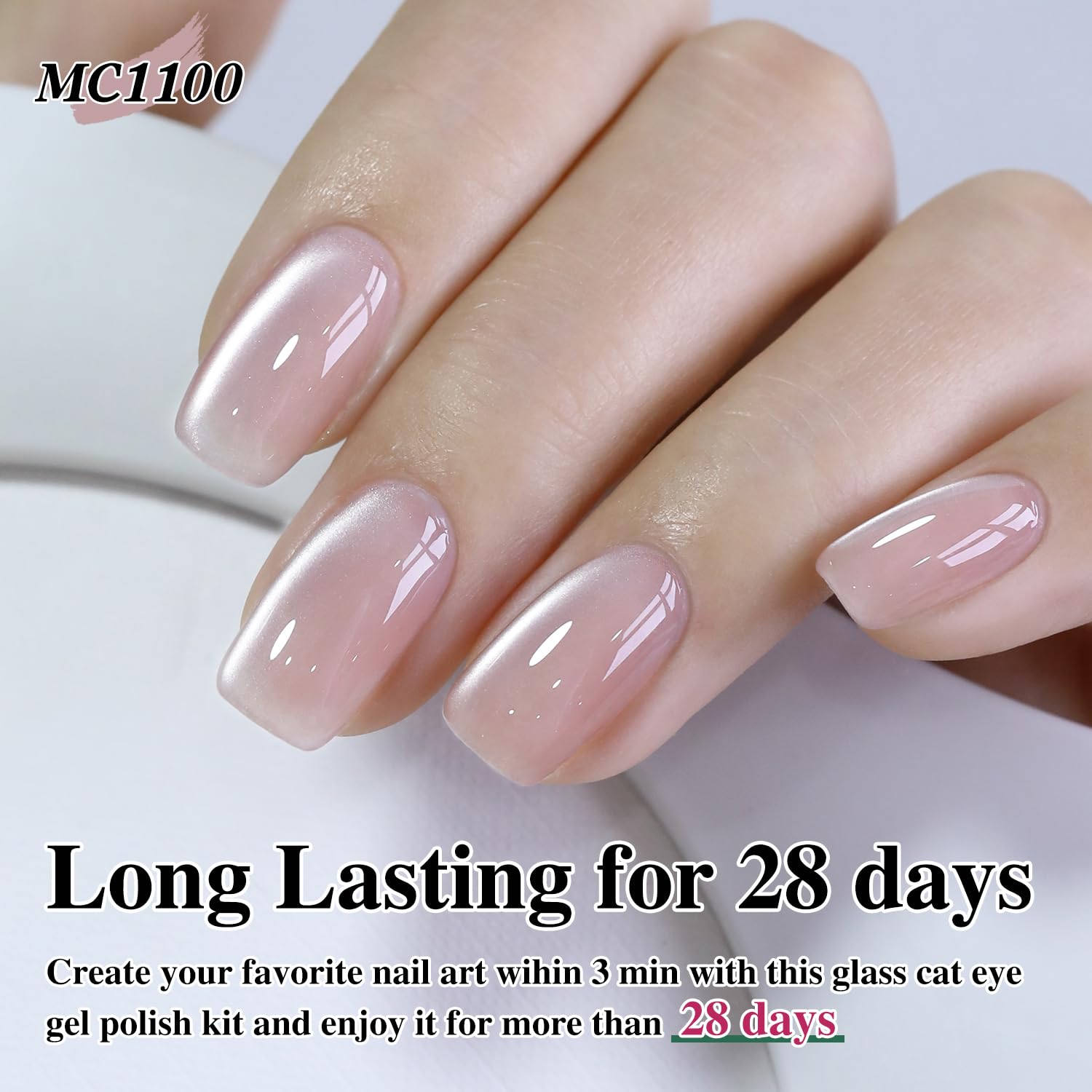 Double Rhythm Cat Eye Gel Polish Set 6 Colors Shimmer Glitter with Magnet Holographic Reflective Magnetic UV Gel Polish Art Kit (Glass Jelly Nude Pink 6-Kit 35)-Velvo Beauty