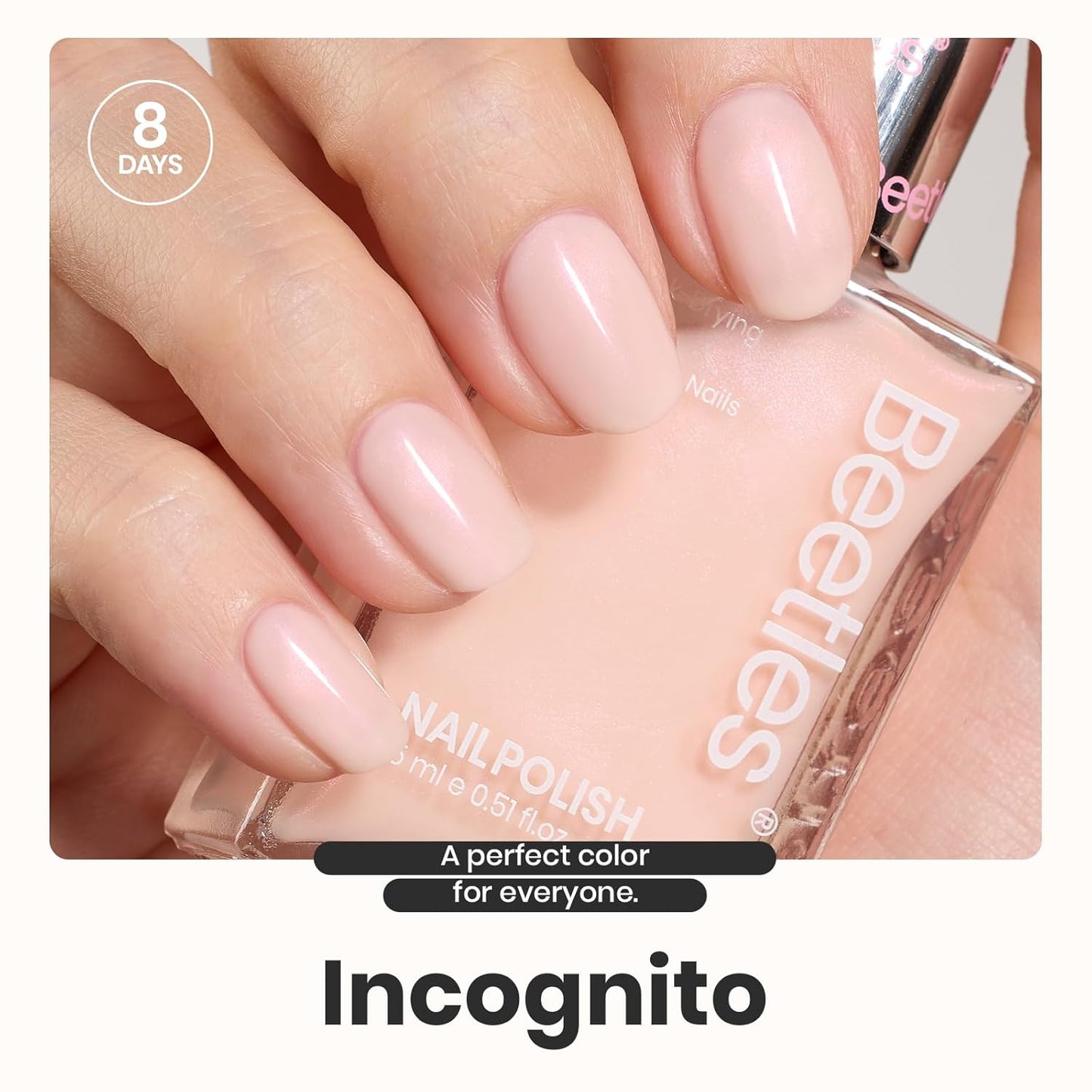 Beetles Nail Polish Top Coat and Base Coat Set Pearl Pink Fast Drying & Long Lasting Shine Nail Polish 2 IN 1 Protects Nails Enhances Glossy and Nourishes Nails for Women-Velvo Beauty