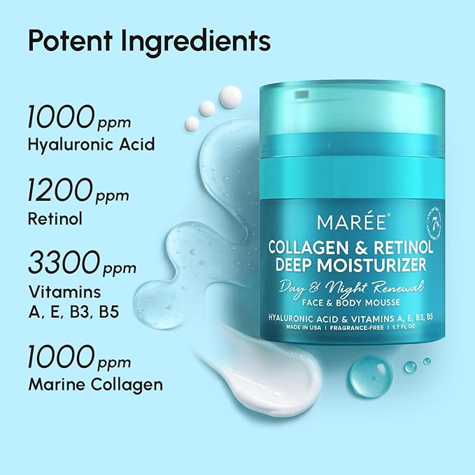 MAREE Face Moisturizer Retinol Cream for Face - Wrinkle Cream for Women - Anti Aging Face Cream - Facial Moisturizer with Collagen - Crema Hidratante Para la Cara for Skin Tightening-Velvo Beauty
