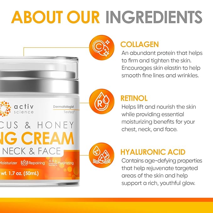 Hibiscus & Honey Firming Cream, Neck Firming Cream, Skin Tightening Cream, Skin Firming and Tightening Lotion, Reduce the Look of Neck Lines, Tightens & Smooths - With Collagen & Hyaluronic Acid 1.7OZ-Velvo Beauty