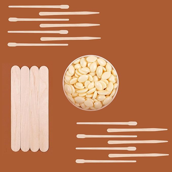 Mibly 3 Style 150 Pcs Assorted Wooden Wax Sticks for Body Legs Face and Small Medium Large Sizes Eyebrow Waxing Applicator Spatulas for Hair Removal or Wood Craft Sticks-Velvo Beauty