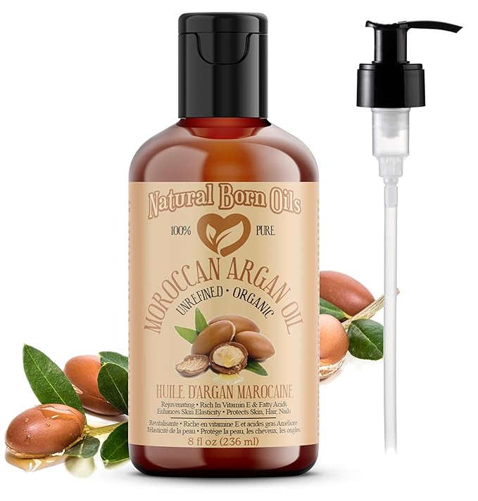 8oz Moroccan Argan Oil, 100% Pure and Natural, Cold-pressed, Organic – Works Magic on Your Skin and Hair - Includes Pump & Flip Cap-Velvo Beauty