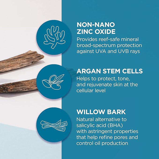 Andalou Naturals CLEAR SKIN Argan Stem Cell BB Benefit Balm, Un-Tinted SPF 30, 2-in-1 BB Cream & Face Sunscreen with Broad Spectrum Protection, Mineral Sunscreen for Oily Skin, 2 Fl Oz-Velvo Beauty