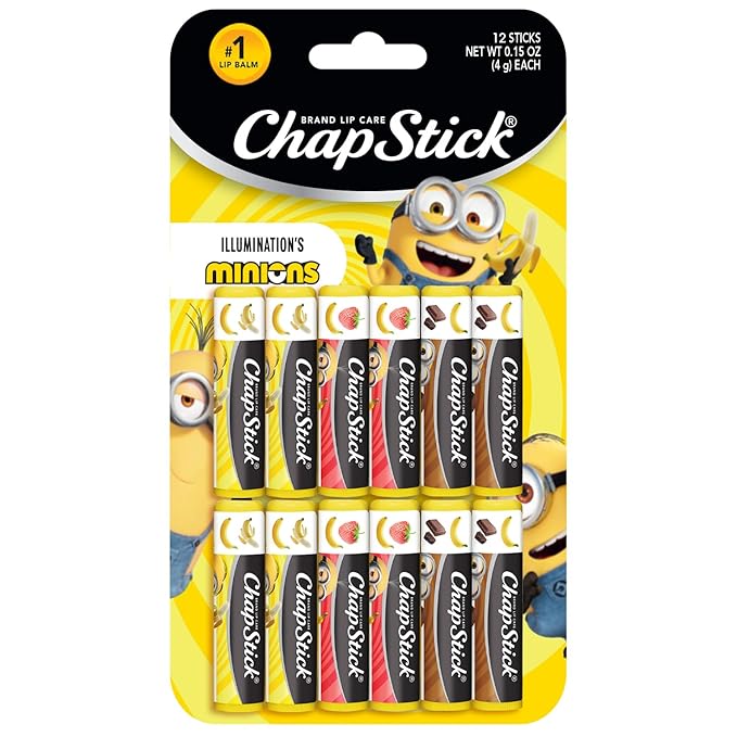 ChapStick Lip Balm, Minions Banana Variety Packs (12 Sticks), Party Favors for Kids, 0.15 Oz Ea-Velvo Beauty
