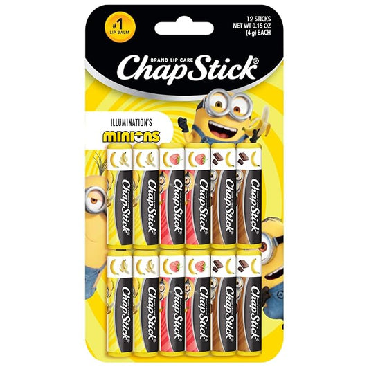 ChapStick Lip Balm, Minions Banana Variety Packs (12 Sticks), Party Favors for Kids, 0.15 Oz Ea-Velvo Beauty