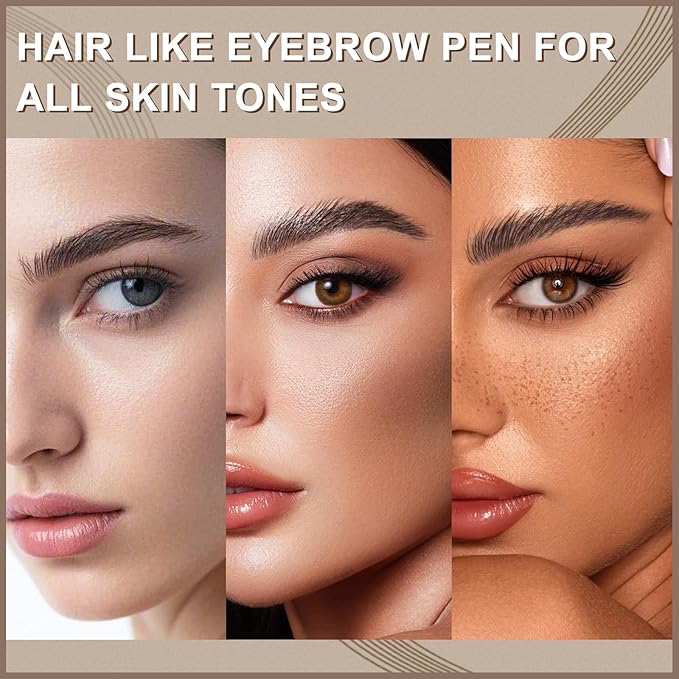 Boobeen 2pcs Waterproof Eyebrow Pen，Dual-Ended Eyeliner Microblading Eyebrow Pencil for Women，Long Lasting Hair-Like Brow Pen with Brow Brush，Dark Brown-Velvo Beauty