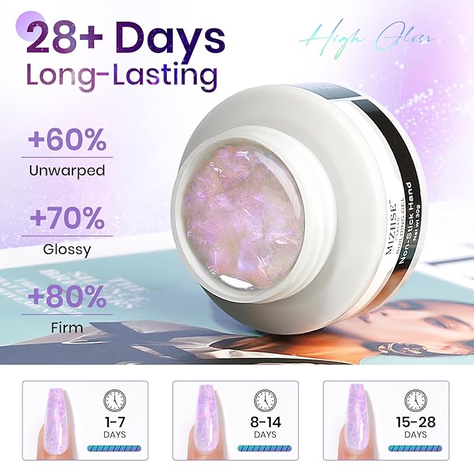 MIZHSE Solid Builder Gel for Nails - 30g/1oz Purple Mermaid Hard Gels for Nails 3D Gel with Dual Forms 3D Sculpting Pen Soak off U V Nail Builder Gels for Extension 3D Nail Art Women-Velvo Beauty