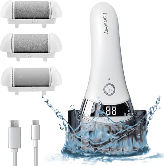 Upgraded Electric Foot Callues Remover, Portable Electric Foot Files with 3 Heads, Rechargeable Feet File for Foot Care, Waterproof Deadskin Remover, Pedicure Tool for Dry and Crack Feet-Velvo Beauty
