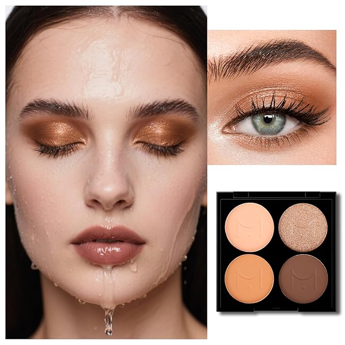 Erinde Quads Matte Eye Shadow Powder Makeup Palette, Nude Neutral Brown & Champagne Pink Shimmer Eyeshadow, Long Wearing Waterproof Everyday Eye Makeup, sombras de ojos, with Built-In Mirror, 02-Velvo Beauty