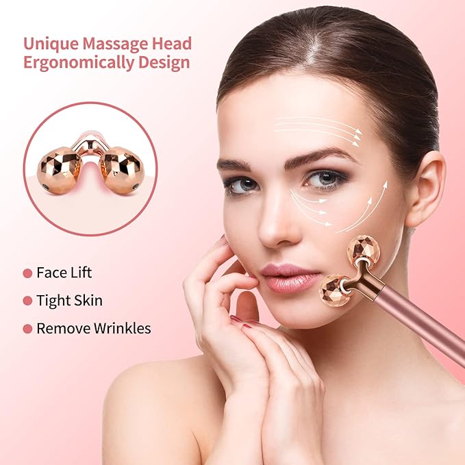 2-in-1 Face Massager Roller Electric Face Roller, 3D Roller and Crescent-Shape Face Massager Kit for Face Skin Care Tools-Velvo Beauty