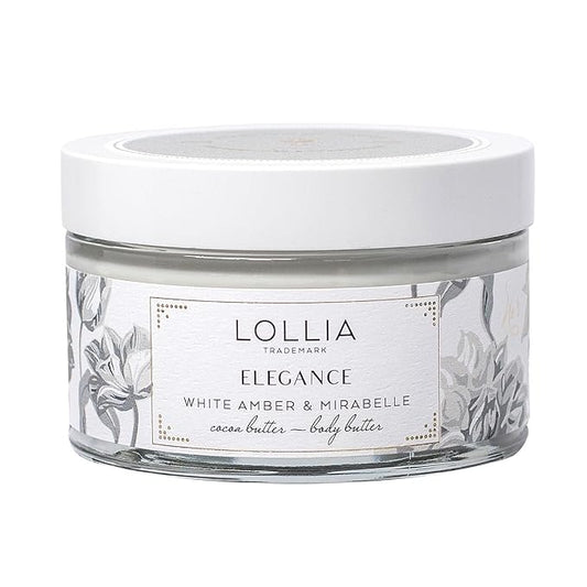 Lollia Elegance Body Butter, 5.5 oz. – White Amber & Mirabelle - Shea Butter & Cocoa Butter, Body Lotion for Women, Hydrating & Smooth Body Moisturizer-Velvo Beauty
