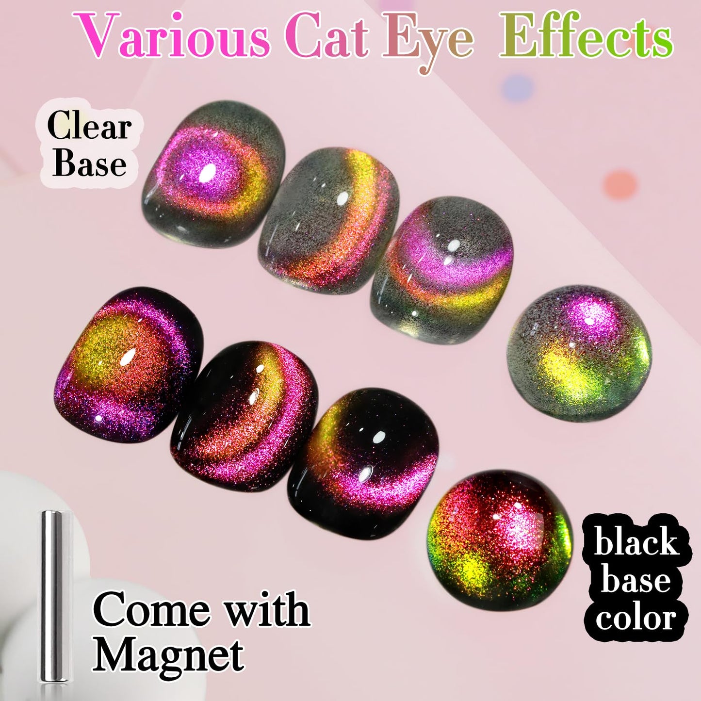 Double Rhythm Cat Eye Gel Polish with Magnet 15ML Holographic Glitter Shimmer Translucent Sheer Color Glass Magnetic Gel Polish Salon DIY at Home (Orange Pink-MC1051)-Velvo Beauty