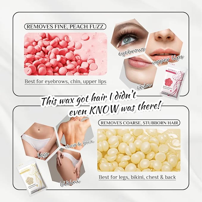 KOTAMU Wax Kit Pink Digital Hair Removal Waxing Kit for Women & Men Hot Wax Warmer Pot for Face, Eyebrow, Body, Brazilian, Bikini, Sensitive Skin Waxing Machine with 25 Accessories for Home Salon-Velvo Beauty