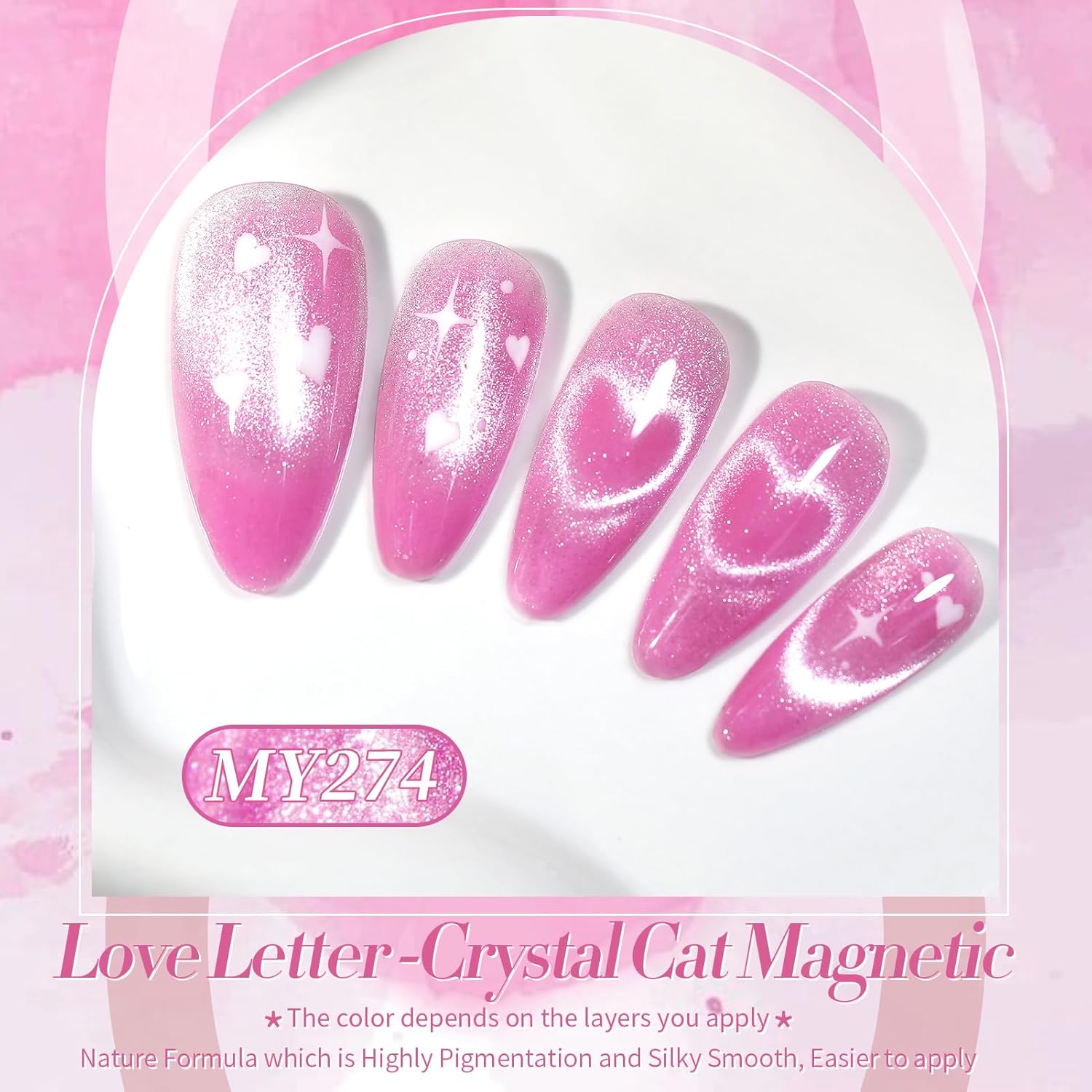 Born Pretty Cat Magnetic Eye Gel Nail Polish,Pink Glitter Cat Magnetic Gel Nail Polish Love Letter Magnetic Nail Polish for Nail Art Manicure Salon DIY at Home 15ML-Velvo Beauty