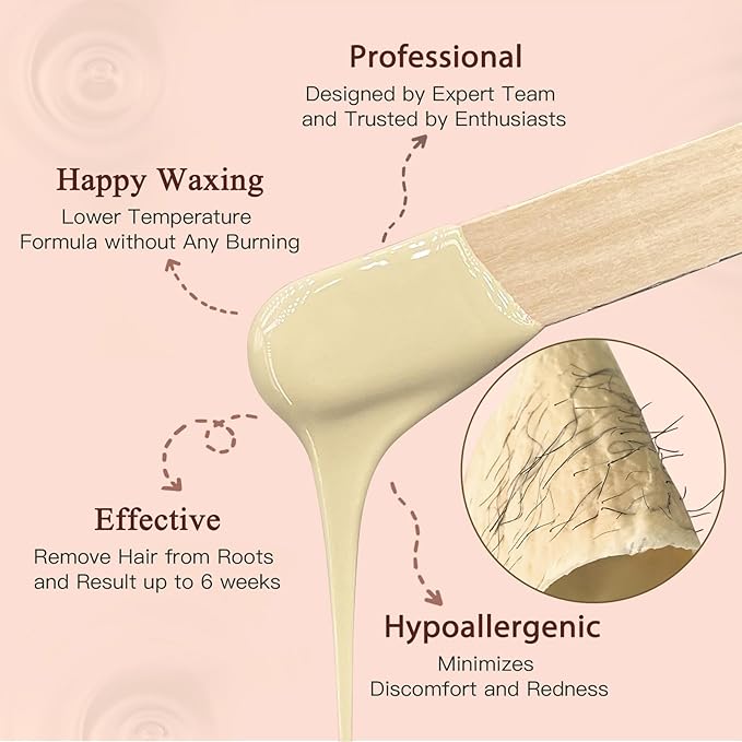 Hard Wax Beads for Hair Removal, Bouvetan 1.3Lb/21oz Wax Beans for Brazilian Waxing, Eyebrow, Face, Bikini, Legs, Arms for Women Men Hair Removal with 10pcs Sticks, 6 Packs-Velvo Beauty