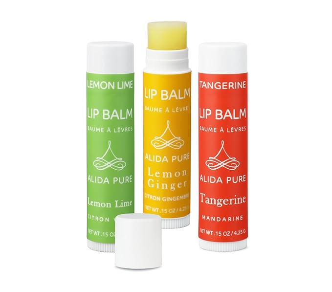 Citrus Lip Balm Collection, Vegan Lip Balm Set, Bees Wax Free, Coconut Oil Free, Avocado Oil, Organic Jojoba Oil, Vitamin E, Natural Moisturizer For Dry Cracked Lips, 3 Tube Set-Velvo Beauty