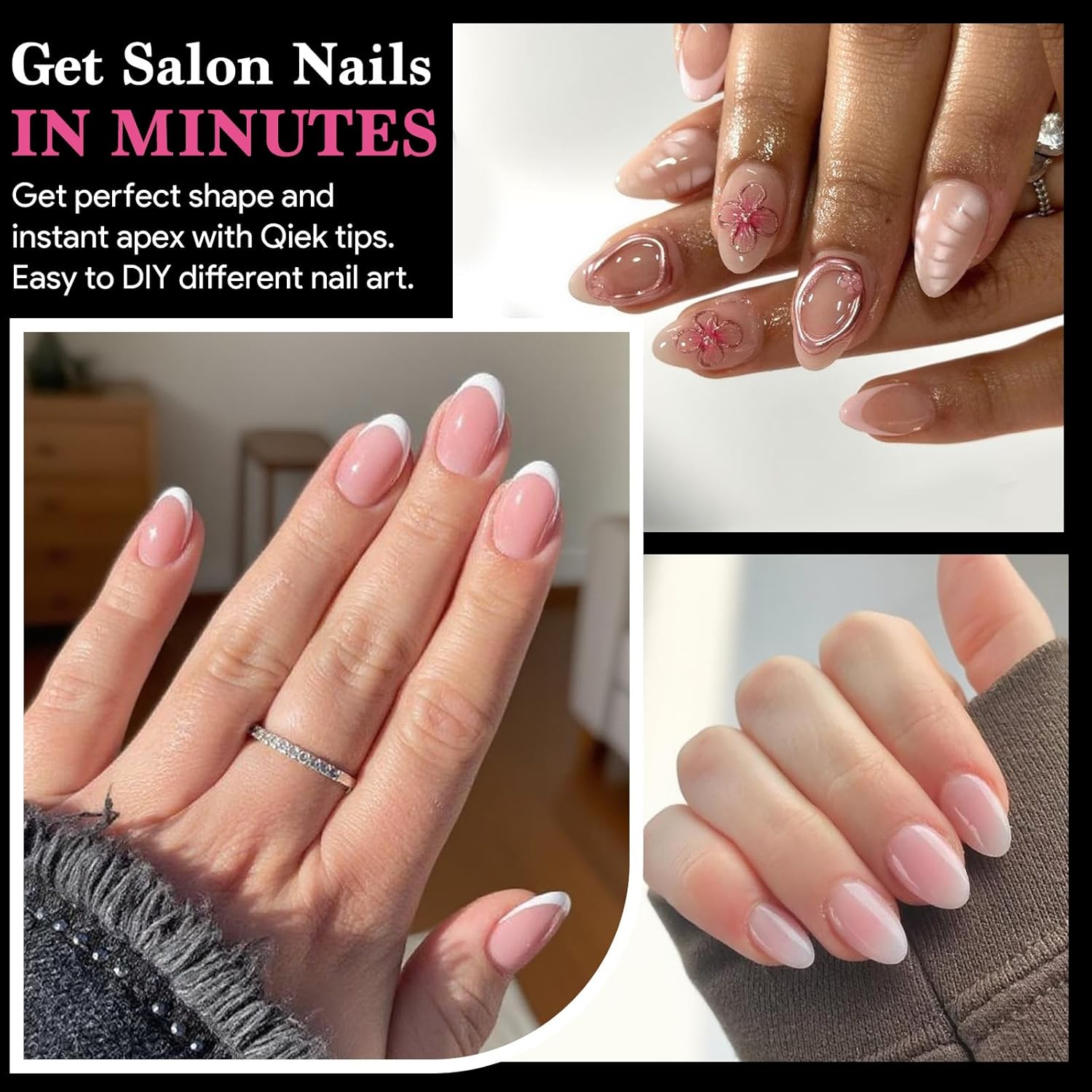 Extra Short Almond False Nail Tips, 15 Sizes 510 PCS Clear Soft Press On Fake Nail Pre-shaped Half Matte Full Cover Gel Nail Tips Extensions Thick Long Lasting for DIY Beginners & Salon Manicure-Velvo Beauty