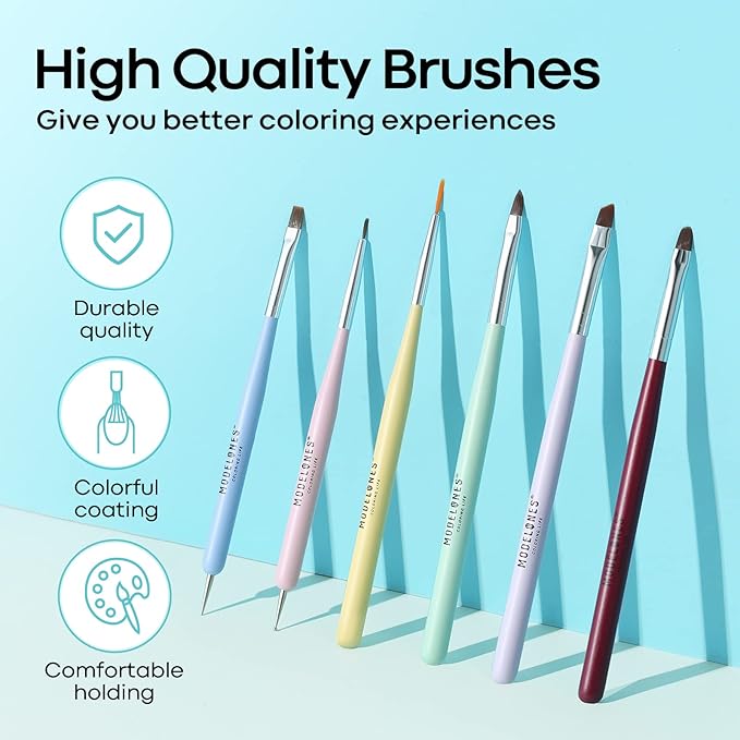 Modelones Nail Art Brushes Set, Nail Brush kit Gel Polish, Extension Gel, Liner, Carving, Apex Building, Dotting Pens Professional Tools for Drawing Painting 3D Design Salon & DIY Use-Velvo Beauty