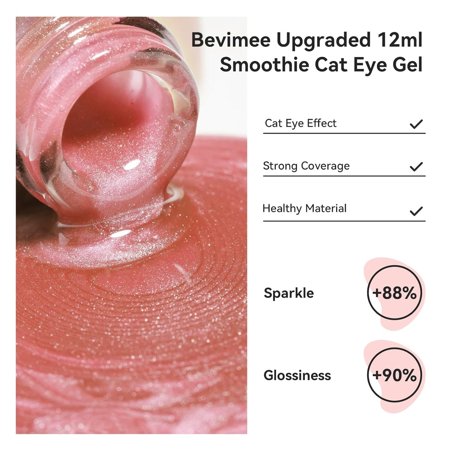 Cat Eye Gel Nail Polish Nude Pink, Moonlight Cateye Polish Crystal Mirror Gloss Magnetic Nails Gel Glitter Holographic Cats Eye Nail Velvet 1PC-Velvo Beauty