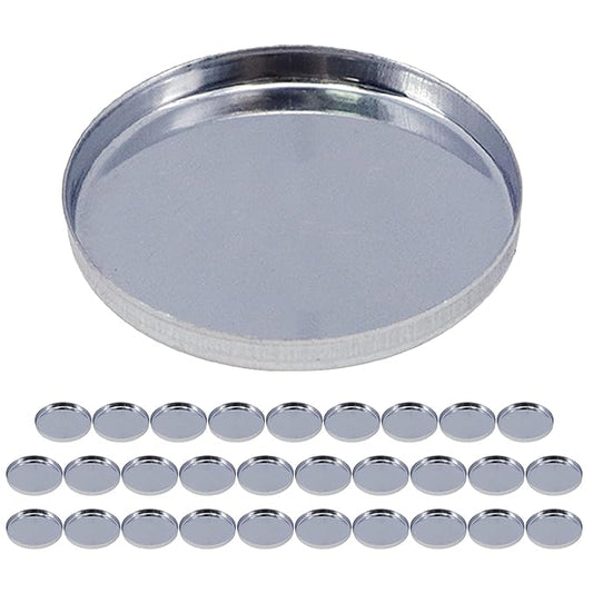 Pack of 30 Empty Round Metal Pans 26mm Eyeshadow Palette Pans Replacement for Magnets Makeup Palettes (3mm Height) Silver-Velvo Beauty
