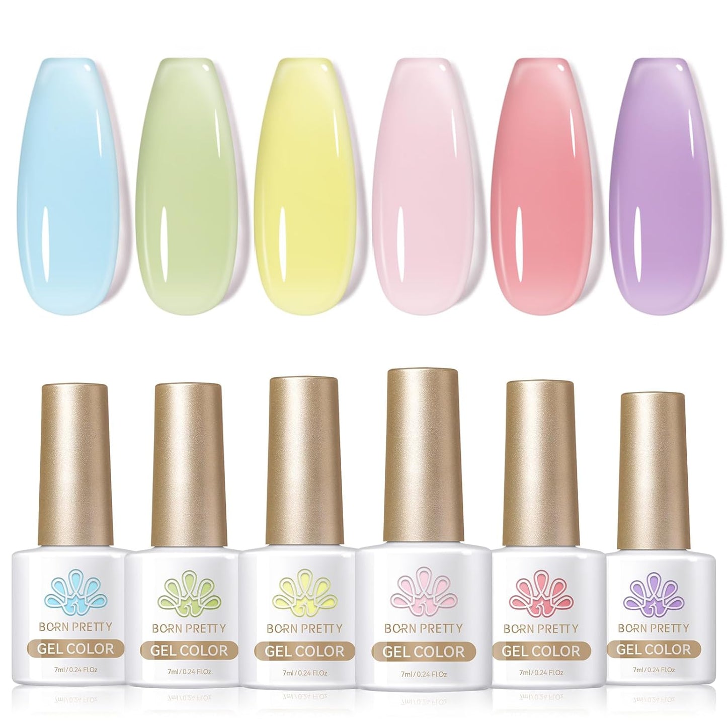 Born Pretty Jelly Pastel Gel Nail Polish Milky Jelly Gel Polish Spring Summer Macaron Candy Sweet Color Translucent Blue Red Green Yellow Pink Purple Easter Gift Nail Art Manicure DIY Home and Salon-Velvo Beauty