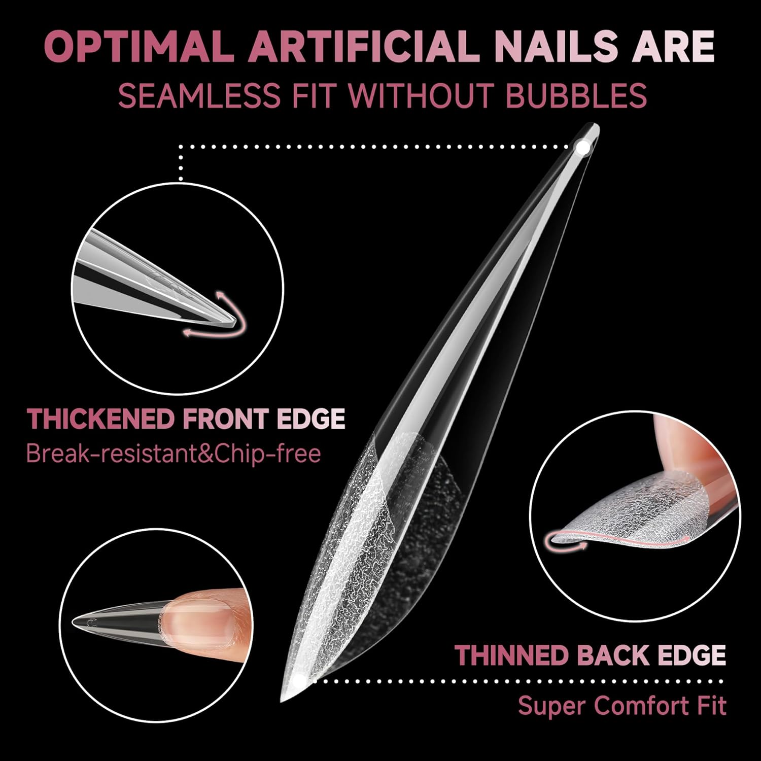 UNA GELLA Stiletto Gel Nail Tips Long: Full Cover 312pcs Half Matte Halloween Stiletto Gel Tips Press On Nails for Faster Gelly Nail Extension, Clear False Fake Acrylic Nails 12 Sizes for Her-Velvo Beauty