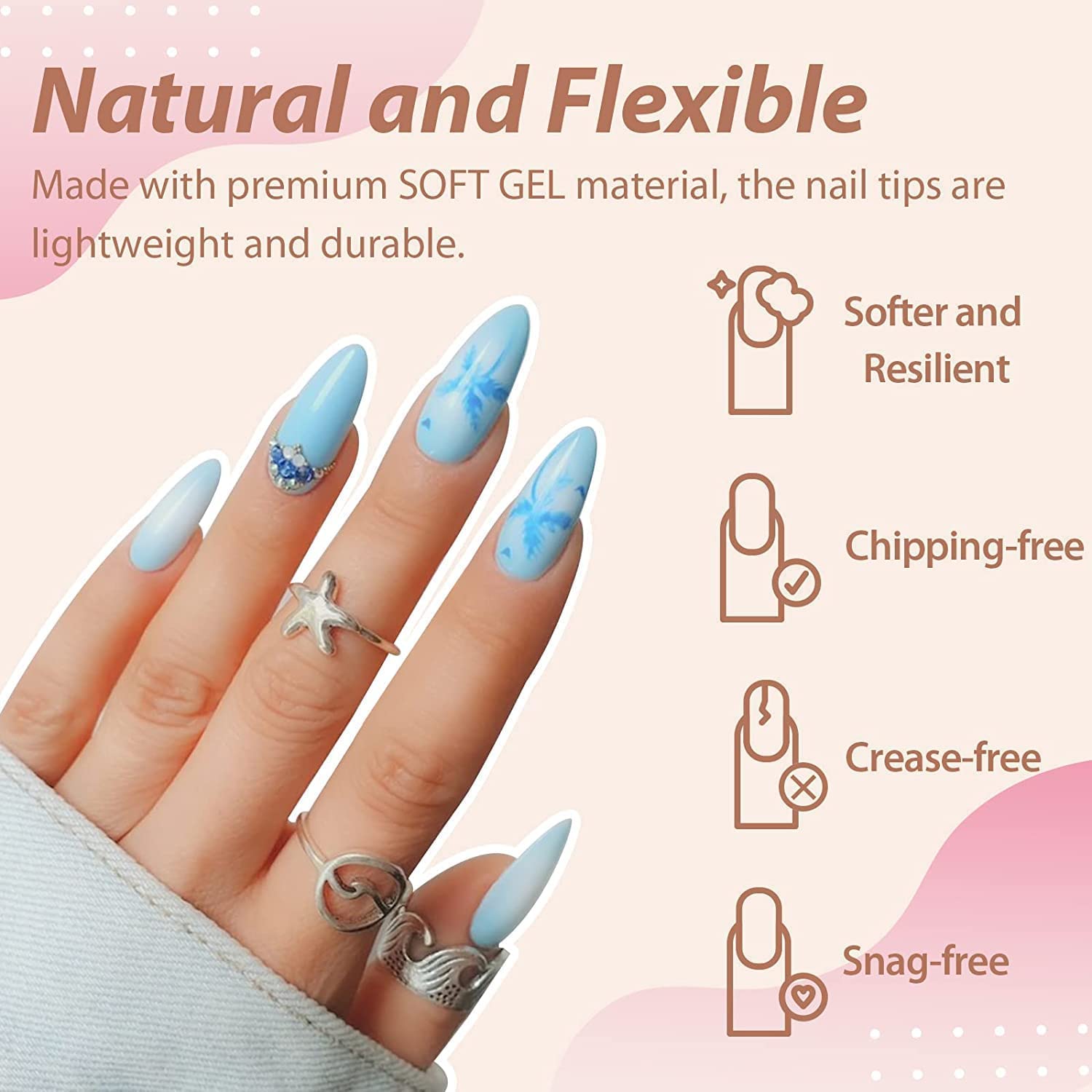 UNA GELLA Almond Gel Nail Tips 600 Pcs Pre-filed Almond Nails Full Cover Press On Nails 12 Sizes Half Matte Clear Fake Soft Gel Nail Tips for Extension Home DIY Salon with Box-Velvo Beauty