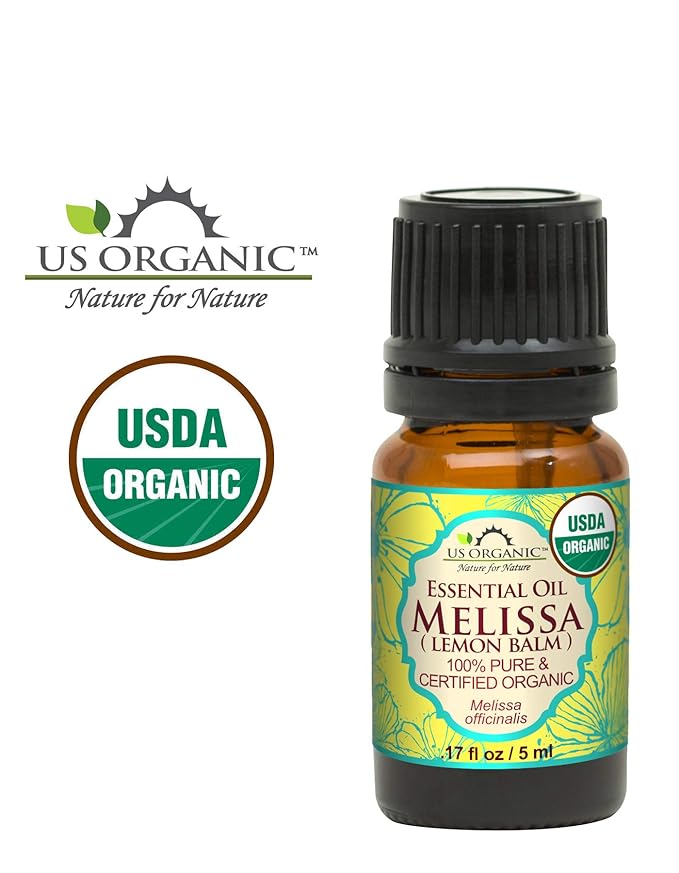 US Organic 100% Pure Melissa (Lemon Balm/Sweet Balm) Essential Oil - USDA Certified Organic, Steam Distilled - W/Euro Dropper (5 ml / 1/6 fl oz)-Velvo Beauty